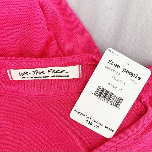 Free People Take The Plunge Fuscia Tank Top Size M - Picture 4 of 7